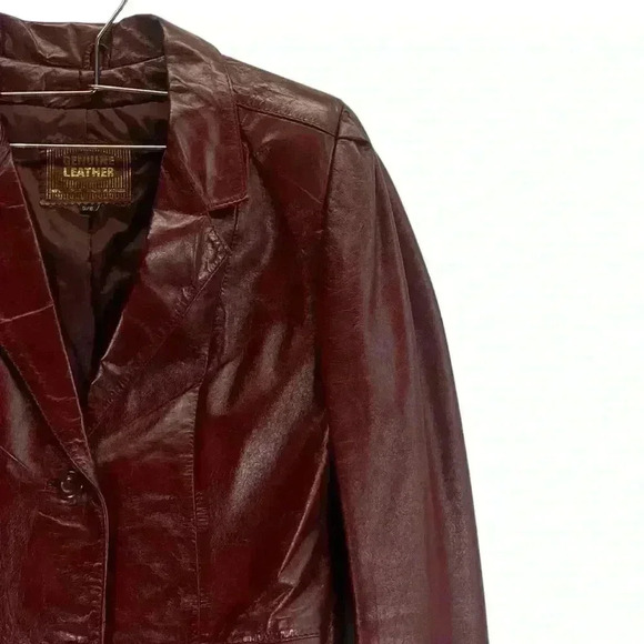 Vintage Women’s Genuine Leather Blazer Jacket. Size 5/6. Chestnut brown. - Picture 9 of 16